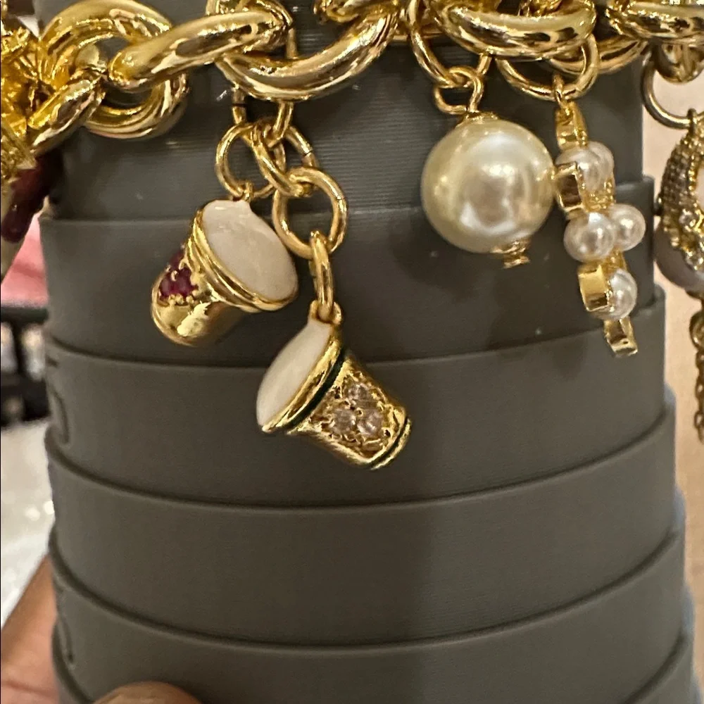 Kate Spade Gold Charm Bracelet with Pearl and Gem Accents - Picture 3 of 6